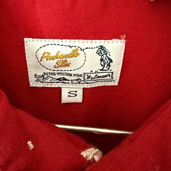Panhandle Slim men’s red and white pearl snap western shirt. S - Picture 3 of 6